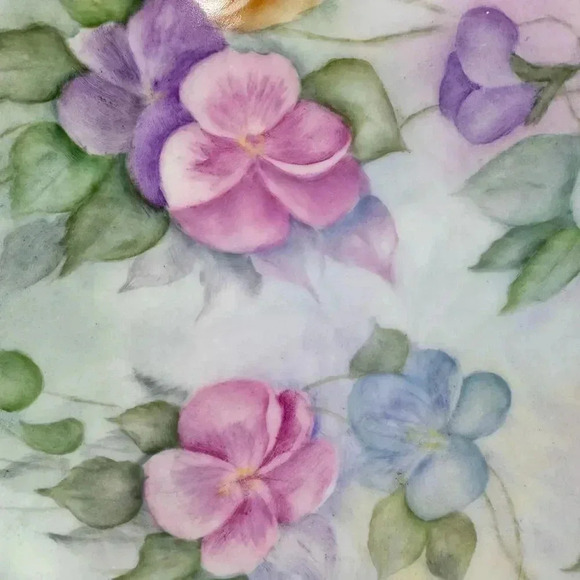 Vintage Hand Painted Decorative Floral Plate Pink Purple Blue Made in Germany - Picture 3 of 6